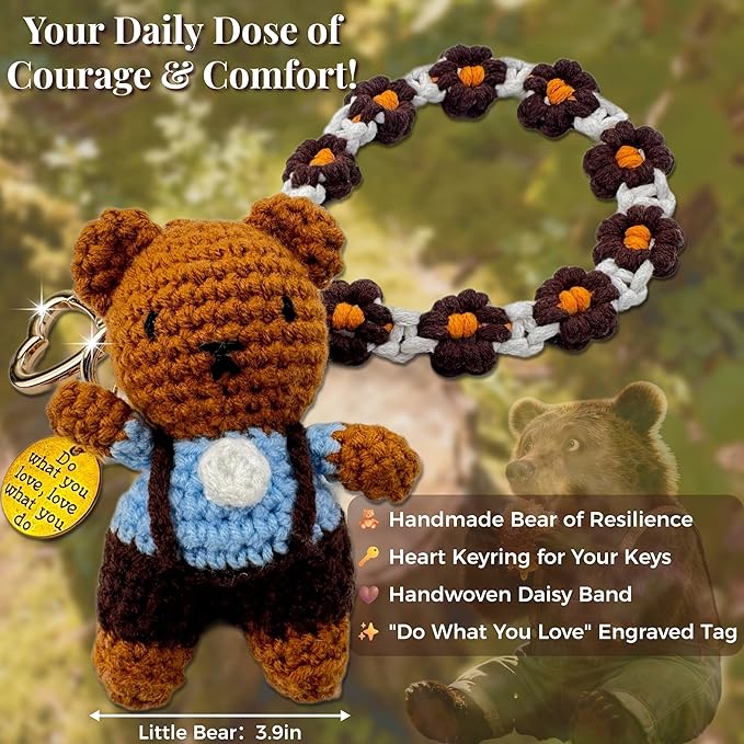Handmade Crochet Keychains with Daisy Wristband - Inspirational Gifts for Women, Graduation, Birthday