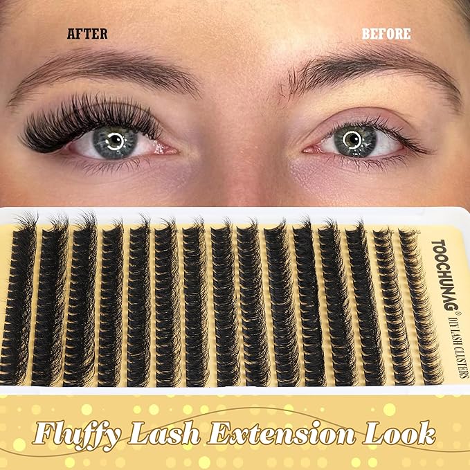 Fluff 80D Lash Clusters 300pcs Eyelash Clusters DD Curly Thick Cluster Eyelash Extensions 10-18mm DIY Wispy Individual Lashes Extension Mink Eyelashes Clusters by TOOCHUNAG
