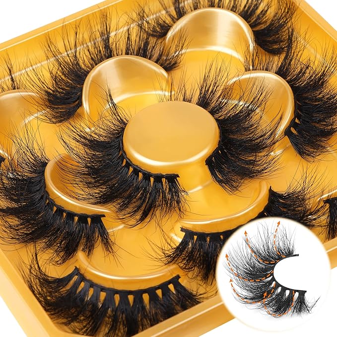 Lashes Mink False Eyelashes Fluffy Wispy Eye Lashes 20MM Long Thick Dramatic Volume Fake Lashes by Focipeysa