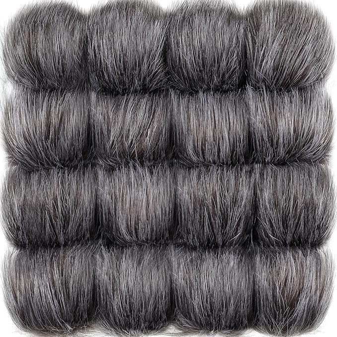 Tatuo 16 Pcs Faux Fur Pom Poms for Hat 4 Inches Large Fluffy Pom Balls for Crafts Knitting Beanies Shoes Scarves Bag Pompoms Keychain Charms Winter DIY Accessories (Light Gray)