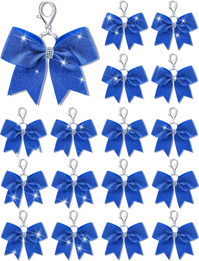 Tondiamo Cheer Bow Keychain Cheer Keychain with Rhinestones Cheerleader Keyrings for Teen Cheerleading Sports Accessory