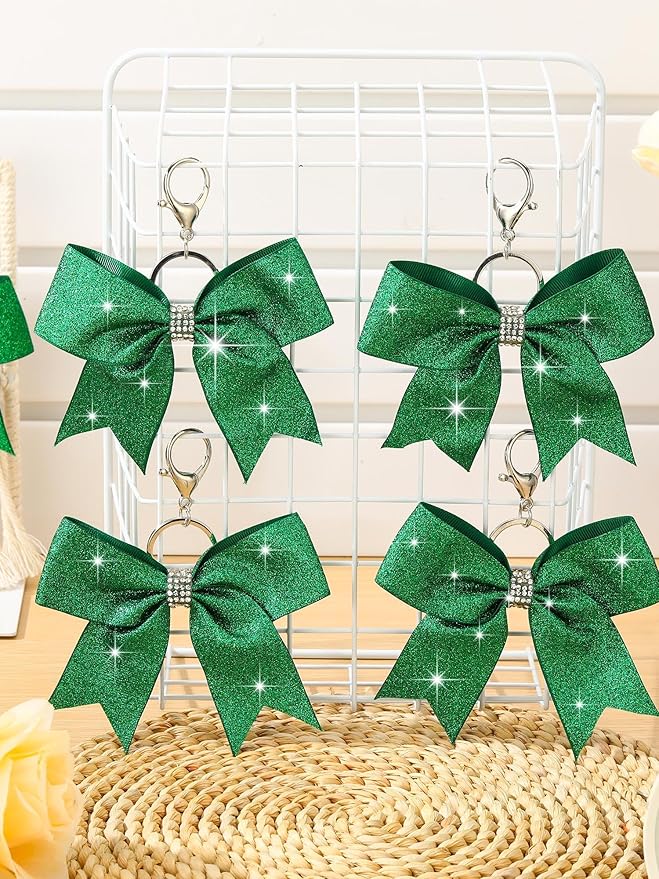 Tondiamo Cheer Bow Keychain Cheer Keychain with Rhinestones Cheerleader Keyrings for Teen Cheerleading Sports Accessory