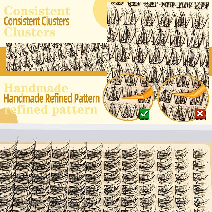 Leefrei Eyelash Clusters 10-18mm Wispy Eyelash Clusters D Curl DIY Lash Extension Natural Lash Clusters Individual Lashes (LF02 Lashes Only)