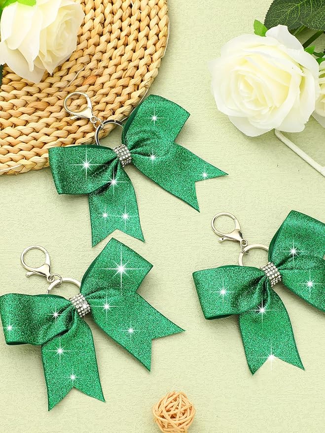 Tondiamo Cheer Bow Keychain Cheer Keychain with Rhinestones Cheerleader Keyrings for Teen Cheerleading Sports Accessory
