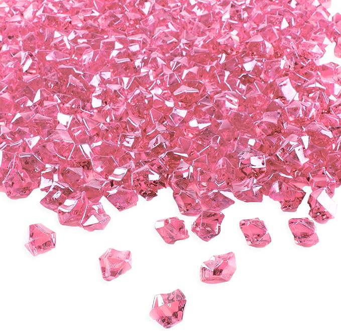 Super Z Outlet 1" Acrylic Color Ice Rock Crystals Treasure Gems for Table Scatters, Home Vase Fillers, Event, Wedding, Arts & Crafts, Birthday Decoration Favor - (Pack of 120) (Pink)