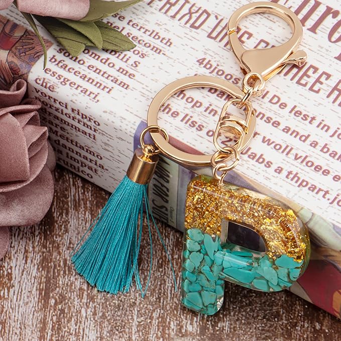 Suweibuke Cute Pink Key Chains for Women Girls, Initial Letter Keychains with Tassel, Charms for Key Purse Handbags Backpacks