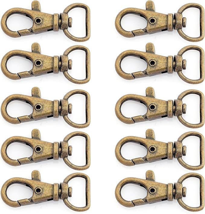 20pcs Swivel Lobster Claw Clasp Trigger Snap Hooks for Purse Making Macrame Lanyard Clip CSPS (1/2 Inch, Antique Brass)