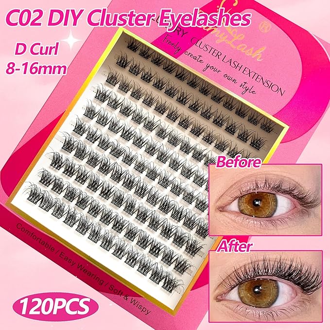 BamyLash DIY Cluster Lash Extension Kit, Professional Volume Eyelash Set, Black (C02+C07+C10 Lash Set)