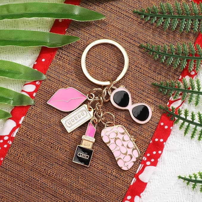 Trendy Keychain Lipstick Keychain Cute Bag Charm Lip Gloss Charms Designer Keychains for Women Birthday Christmas