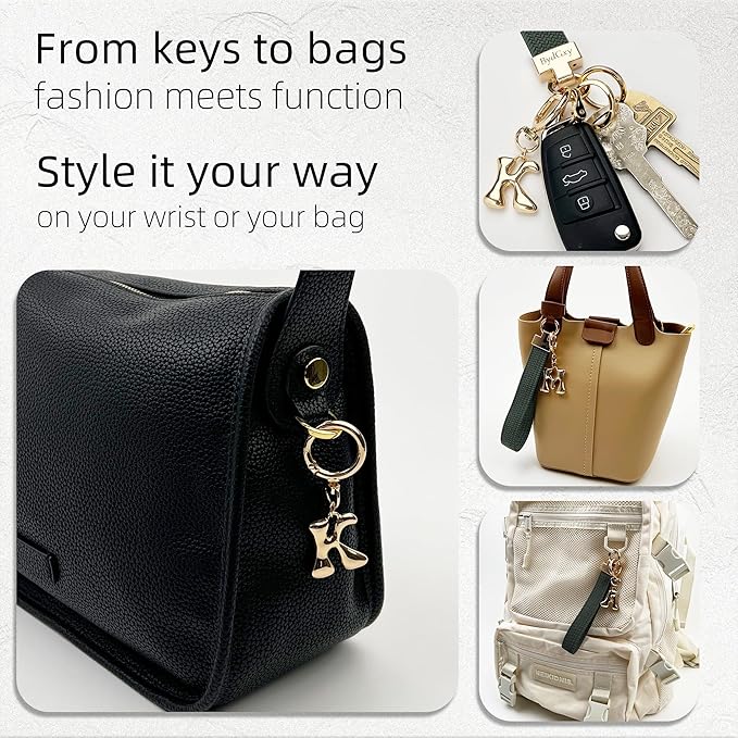 Stretchy Wristlet Initial Keychain, Key Chains Women Cute with Keyring, Llaveros para Mujer, Car Key Accessories