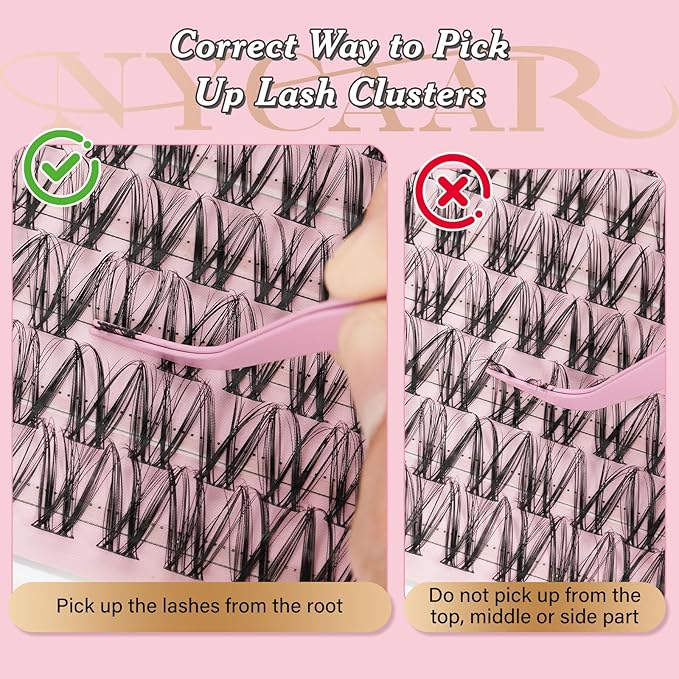 NYCAAR Lash Clusters Kit Wispy&Natural Look Lash Extension Kit D Curl 120Pcs Fluffy Individual Anime Lashes 8-18mm Eyelash Extension Kit with Bond and Seal,Remover,Applicators DIY at Home(NY04)
