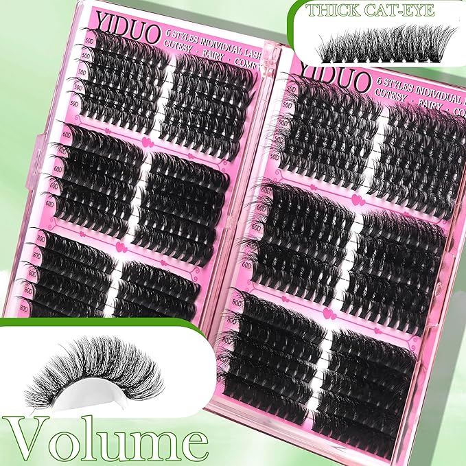 YIDUO Lashes Clusters Kit 1846Pcs Bulk Packs Volume False Eyelash Extensions D Curl Wispy Individual Eyelashes, Volume Studio Effect, Wholesale Large Pack with Glue&Seal|Tweezers|Removers|Cleanser