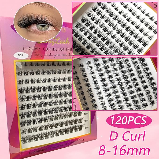 BamyLash DIY Cluster Lash Extension Kit, Professional Volume Eyelash Set, Black (C02+C07+C10 Lash Set)