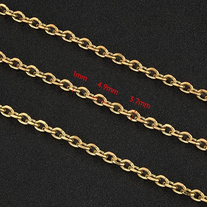 UMAOKANG 16.4 Feet Gold Plated Chains for Jewelry Making Stainless Steel Cable Jewelry Chain Roll with Jewelry Findings