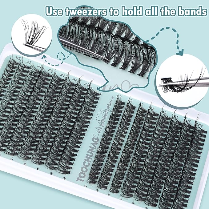 Individual Cluster Lashes 40D+50D 320 Clusters Lash Extension 10-18MIX False Eyelash Clusters Natural Fluffy Individual Eyelashes Extensions DIY at Home by TOOCHUNAG