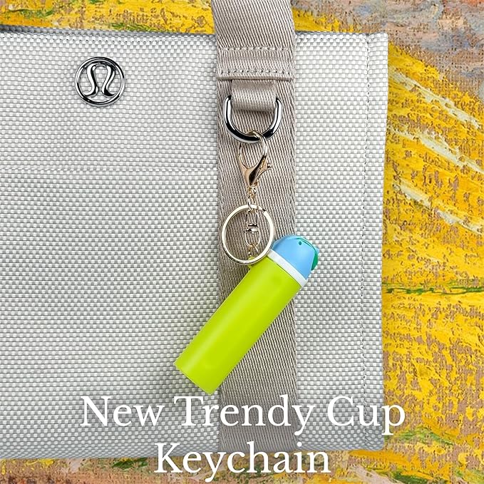 Mini Trendy Bottle Keychain Accessories Compatible with Owala Water Cute Tumbler Cup Chapstick Lip Balm Holder Charms