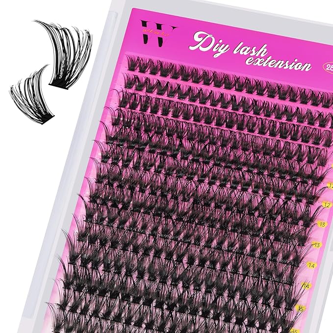 Lash Clusters 280PCS Individual Lashes D Curl Eyelash Clusters Mixed Length Cluster Eyelash Extensions Clusters Lashes with Thin Band Soft False Eyelashes DIY at Home(50D,D-Mix9-16mm)
