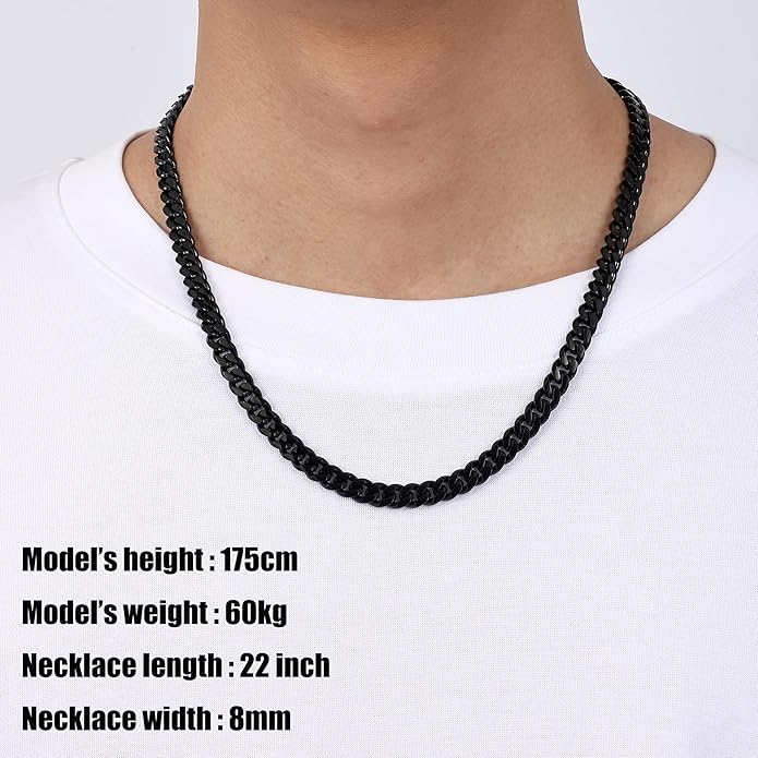 Fiusem 3.5mm Cuban Link Chains for Men, Silver Tone/Black/14K Gold Plated Stainless Steel Necklace Chain, Mens Necklace 16, 18, 20, 22, 24, 26, 28 Inch
