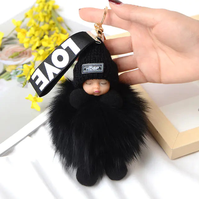 Cute Furry Plush Doll Keychain for Gift Decoration