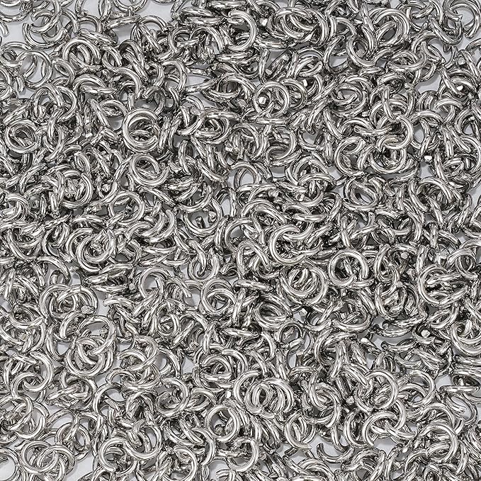 500Pcs 8mm Stainless Steel Open Jump Rings 15 Gauge Metal O Rings Single Loop Connectors for Jewelry Necklaces Bracelet Earrings Keychains Chainmail DIY Making