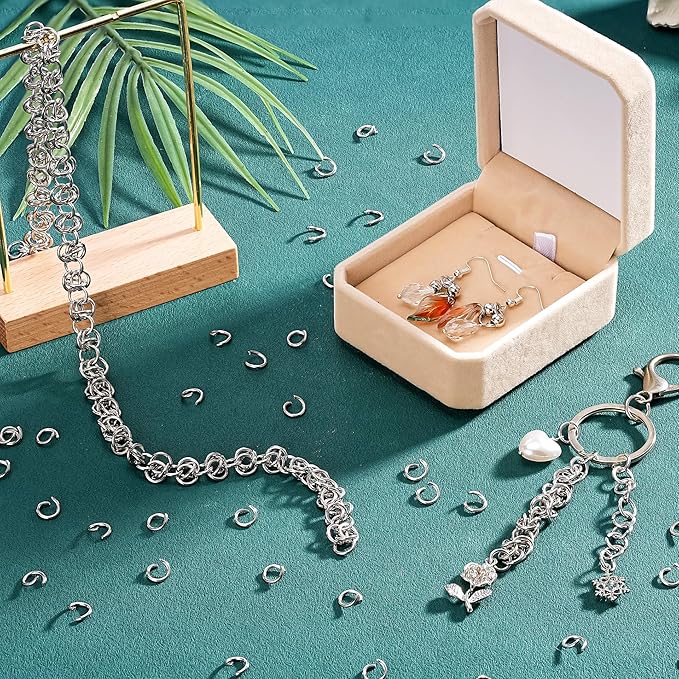 1500Pcs 8mm Stainless Steel Open Jump Rings 16 Gauge Metal O Rings Single Loop Connectors for Jewelry Necklaces Bracelet Earrings Keychains Chainmail DIY Making