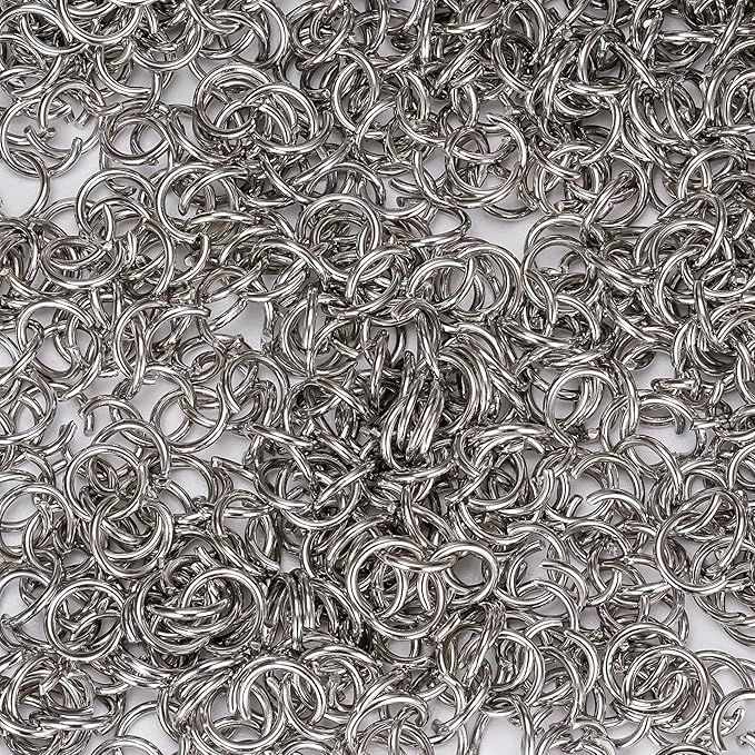 1000Pcs 9mm Stainless Steel Open Jump Rings 16 Gauge Metal O Rings Single Loop Connectors for Jewelry Necklaces Bracelet Earrings Keychains Chainmail DIY Making