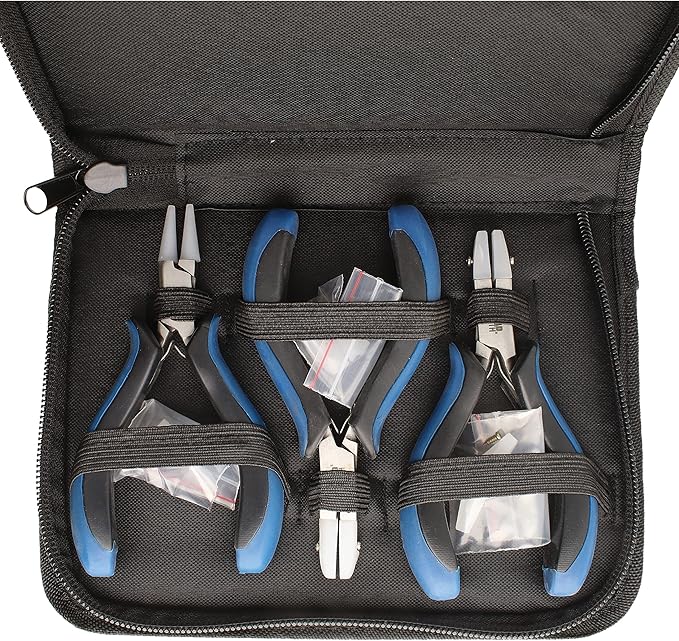 The Beadsmith Nylon Jaw Plier Set – Round, Chain & Flat Nose – Ergonomic Handle, Double Leaf Springs, Replacement Heads & Carry Case – Jewelry Making Tool for Creating Bracelets, Earrings & Necklaces