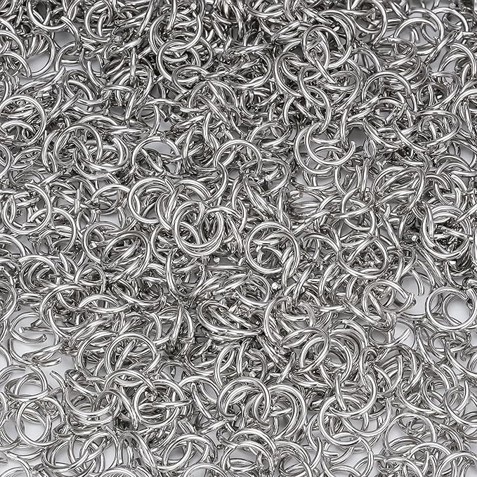 1000Pcs 10mm Stainless Steel Open Jump Rings 16 Gauge Metal O Rings Single Loop Connectors for Jewelry Necklaces Bracelet Earrings Keychains Chainmail DIY Making