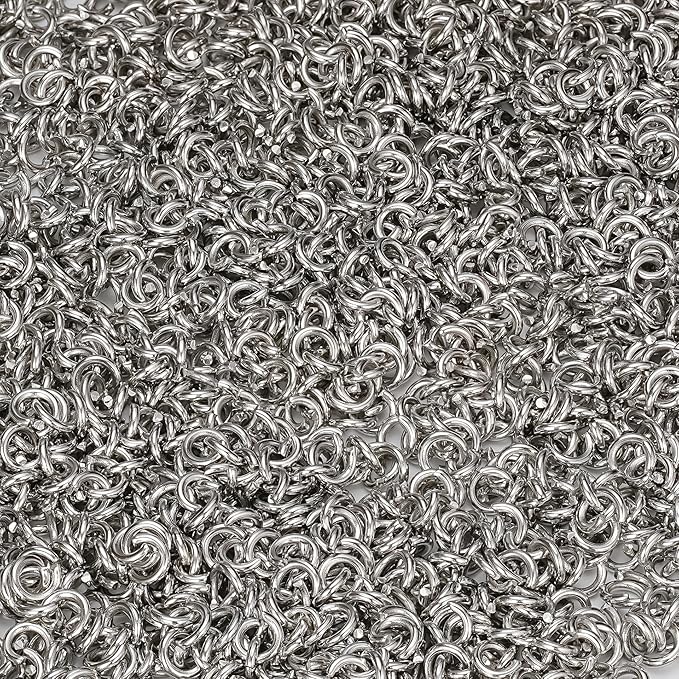 1500Pcs 6mm Stainless Steel Open Jump Rings 16 Gauge Metal O Rings Single Loop Connectors for Jewelry Necklaces Bracelet Earrings Keychains Chainmail DIY Making