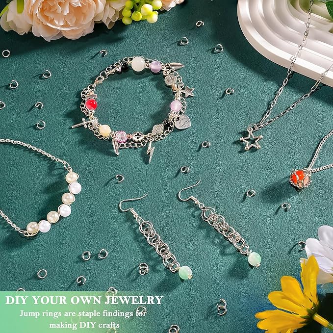 2000Pcs 6mm Stainless Steel Open Jump Rings 21 Gauge Thick Metal O Rings Single Loop Connectors for Jewelry Necklaces Bracelet Earrings Keychains Chainmail DIY Making