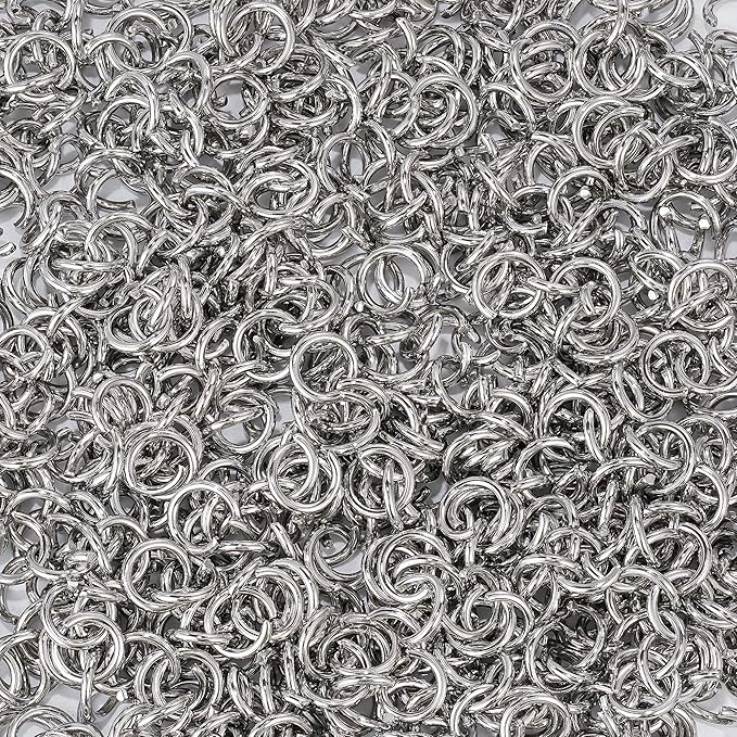 500Pcs 10mm Stainless Steel Open Jump Rings 15 Gauge Metal O Rings Single Loop Connectors for Jewelry Necklaces Bracelet Earrings Keychains Chainmail DIY Making