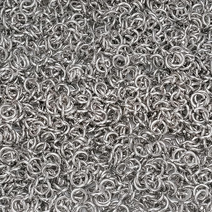 1500Pcs 7mm Stainless Steel Open Jump Rings 16 Gauge Metal O Rings Single Loop Connectors for Jewelry Necklaces Bracelet Earrings Keychains Chainmail DIY Making