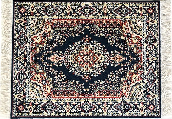 Navy Dollhouse Rug, Miniature Doll House Accessory, Carpet for 3” to 12” Dolls, 10 x 7, Rectangle, Toy Carpeting Decor