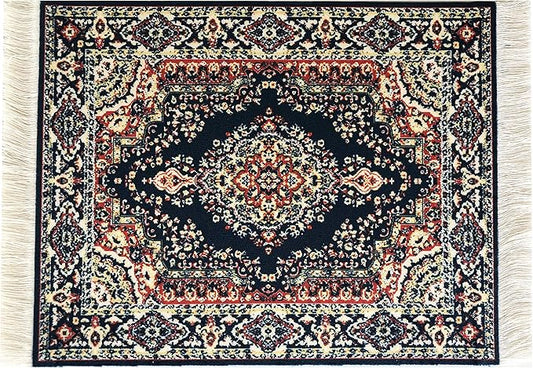 Navy Dollhouse Rug, Miniature Doll House Accessory, Carpet for 3” to 12” Dolls, 10 x 7, Rectangle, Toy Carpeting Decor