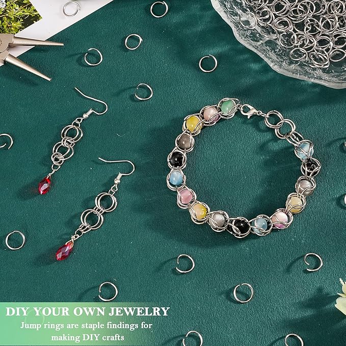 1000Pcs 10mm Stainless Steel Open Jump Rings 18 Gauge Thick Metal O Rings Single Loop Connectors for Jewelry Necklaces Bracelet Earrings Keychains Chainmail DIY Making