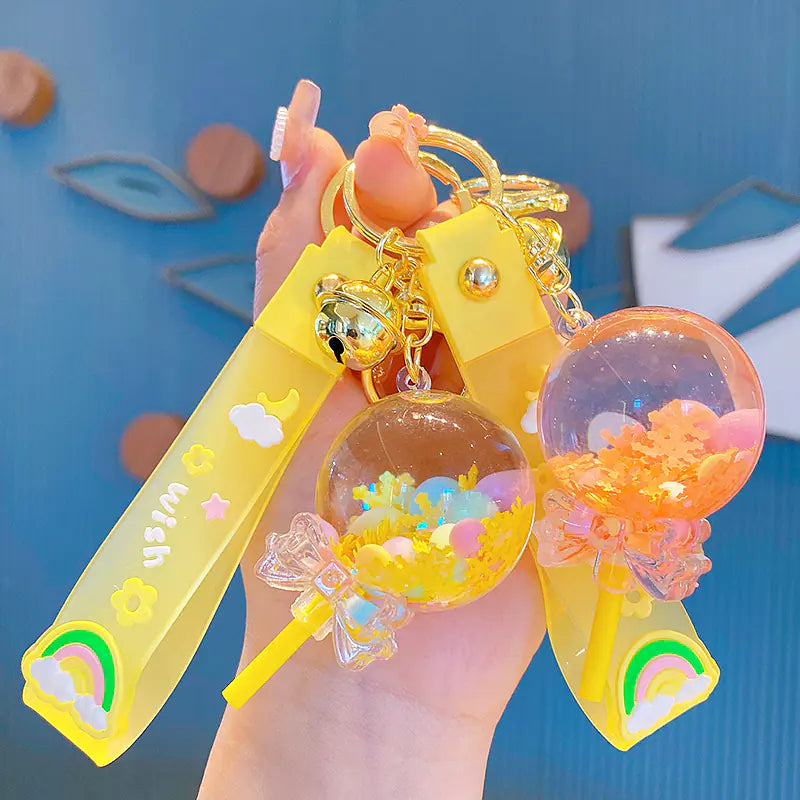 Oil Lollipop Rainbow Bean Keychain Couple Accessory