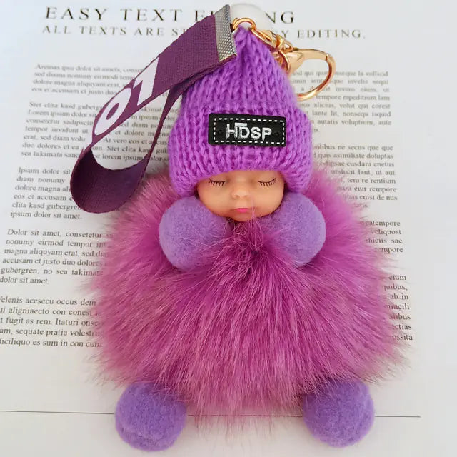 Cute Furry Plush Doll Keychain for Gift Decoration