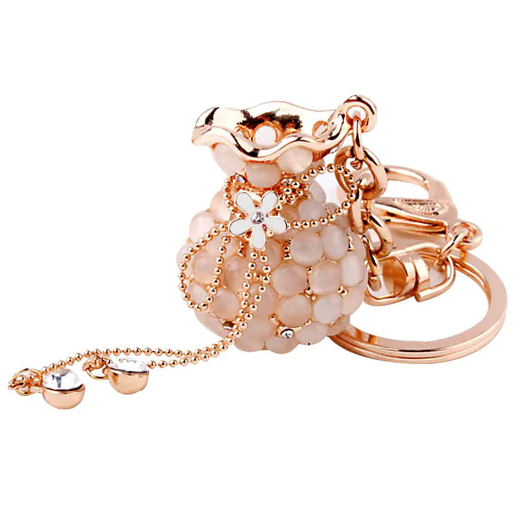 Cat's Eye Stone Tassel Crystal Keychain for Women