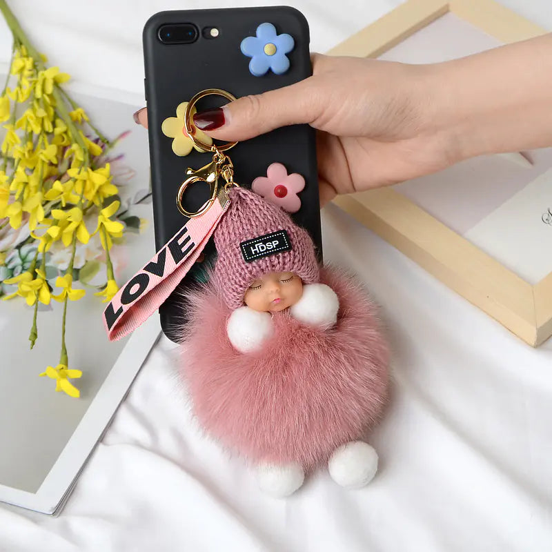 Cute Furry Plush Doll Keychain for Gift Decoration