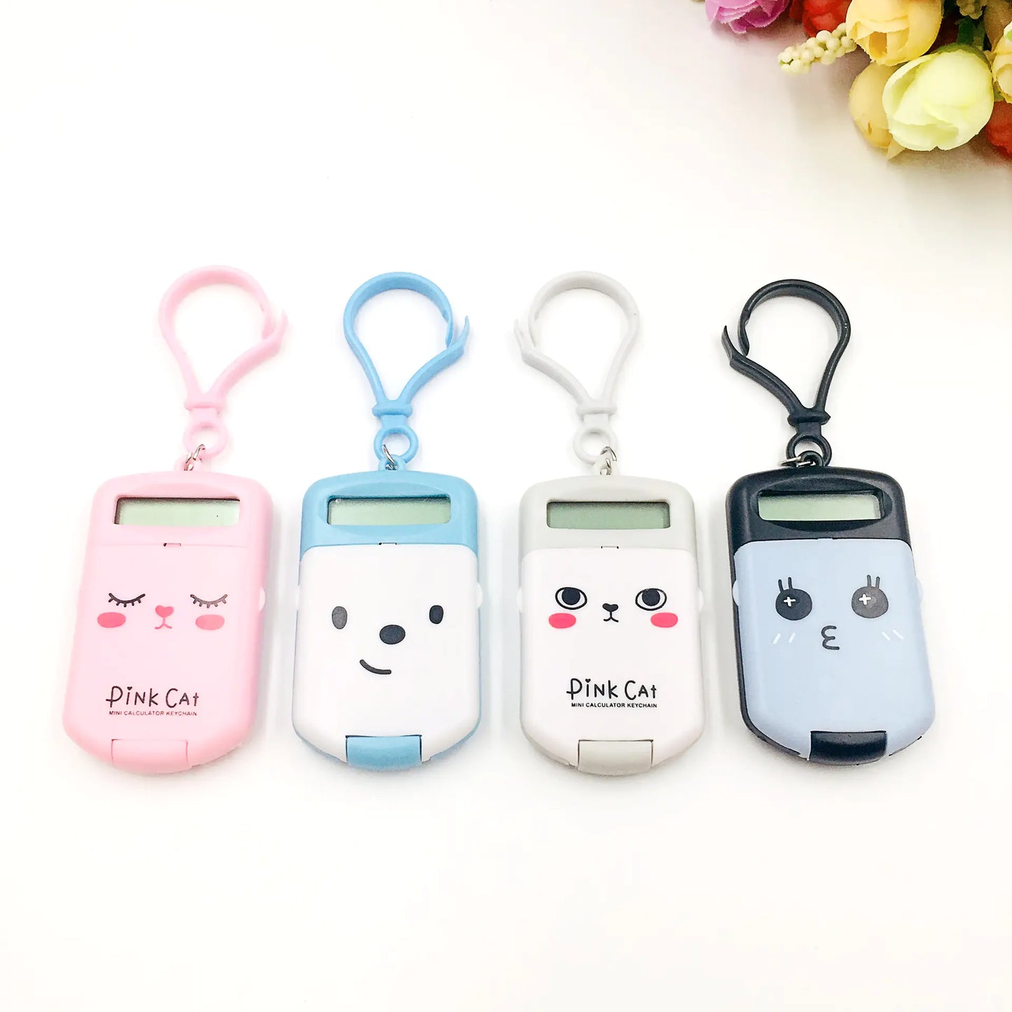 Smiling Face Emoji Biscuit Mini Calculator Keychain