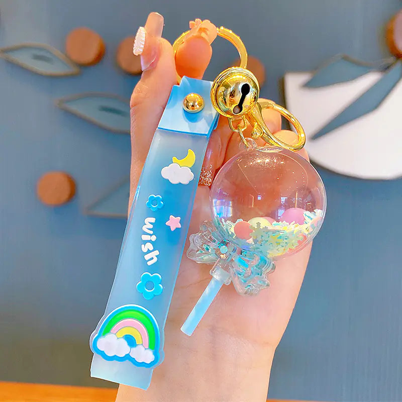 Oil Lollipop Rainbow Bean Keychain Couple Accessory