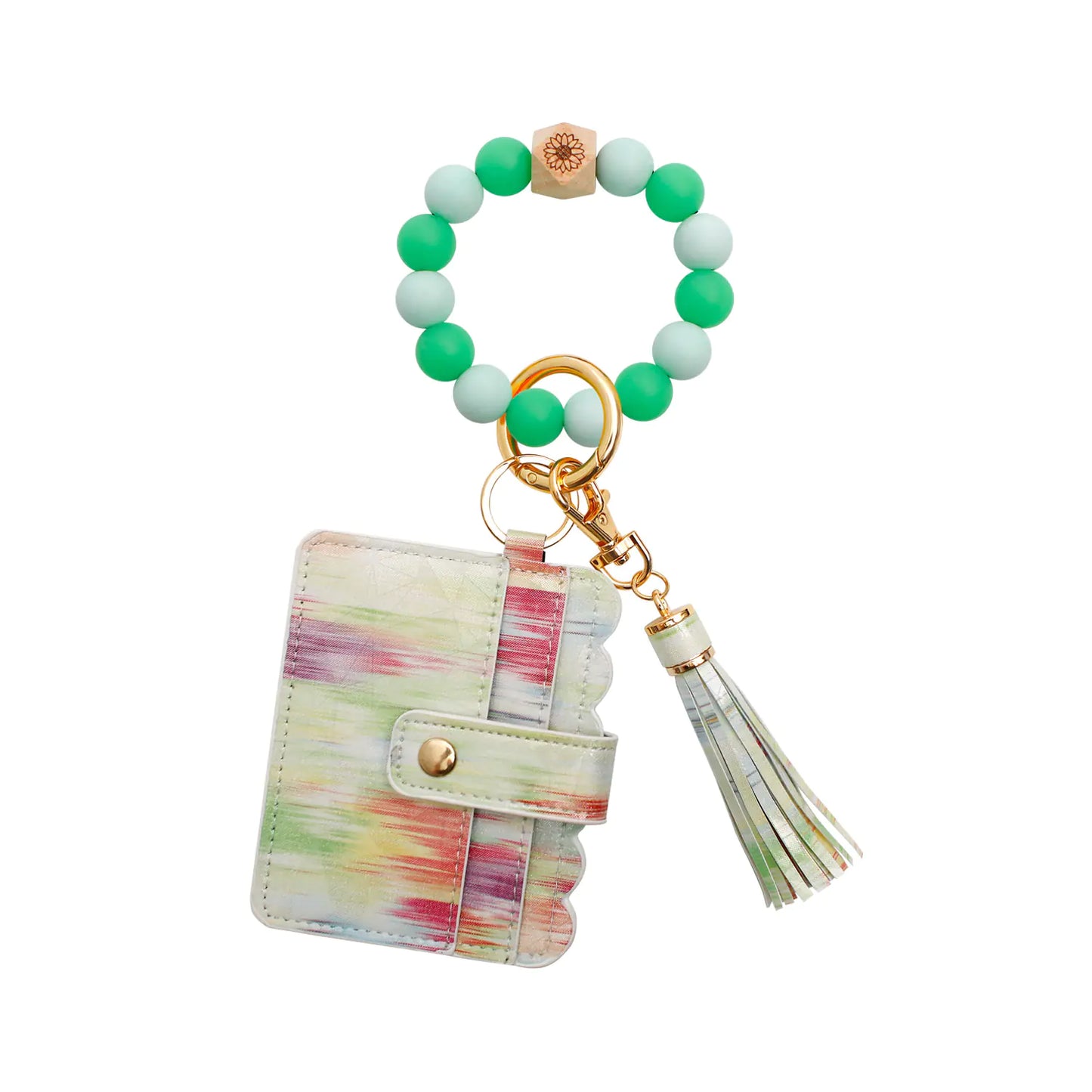 Handmade Luminous Silicone Beads Keychain with Card Holder
