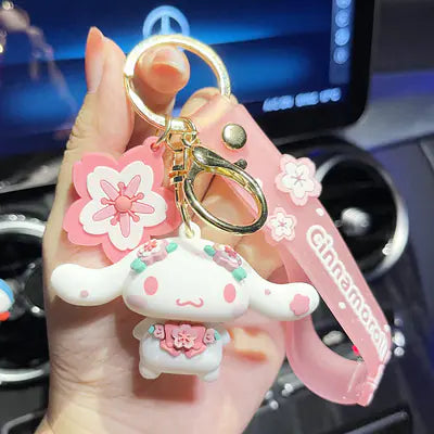 Pink Cherry Blossom Sanrio Cinnamoroll Keychain Decor