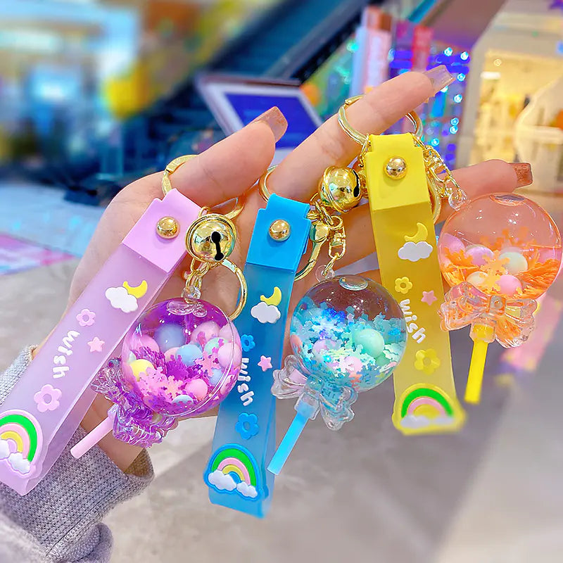 Oil Lollipop Rainbow Bean Keychain Couple Accessory