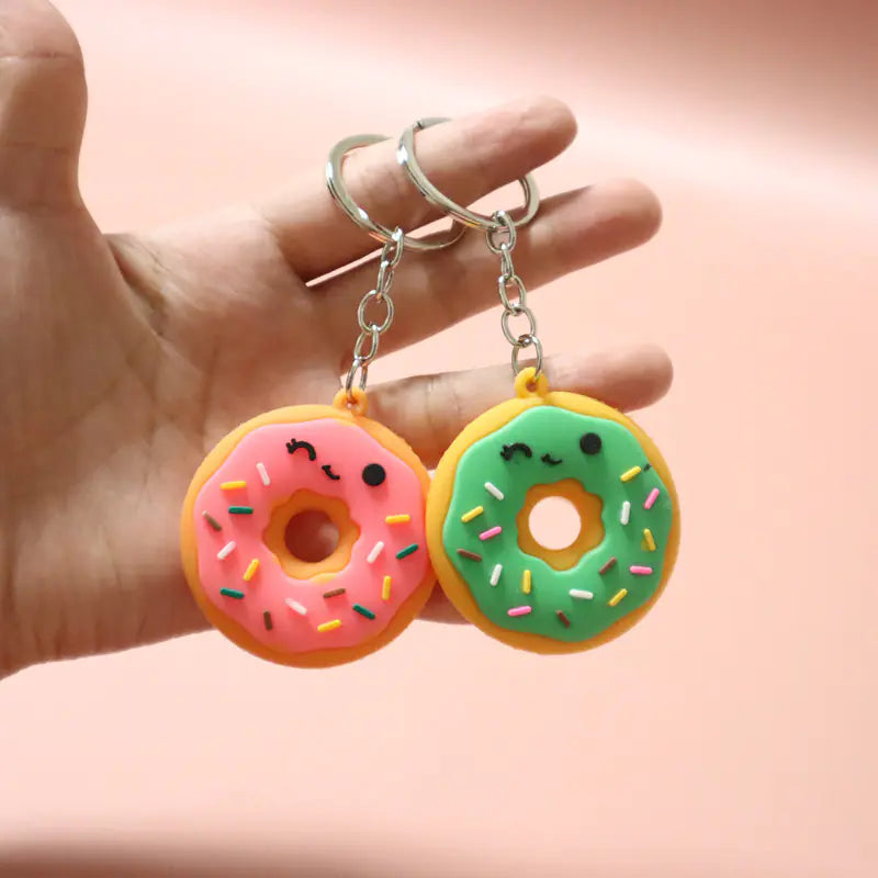 3D Smiley Donut Bread Pendant Keychain Jewelry