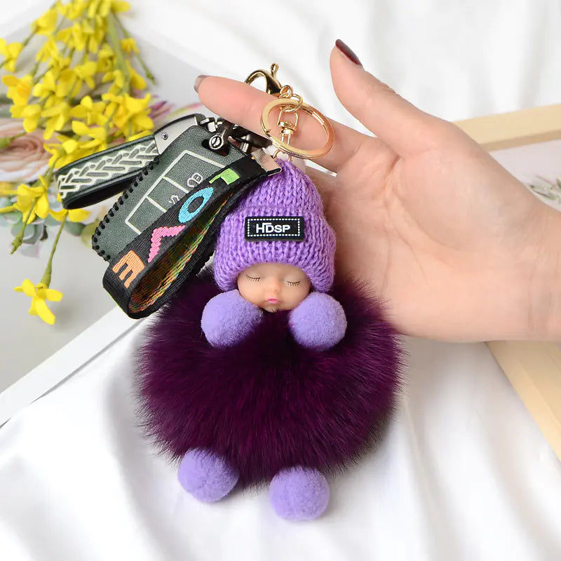 Cute Furry Plush Doll Keychain for Gift Decoration