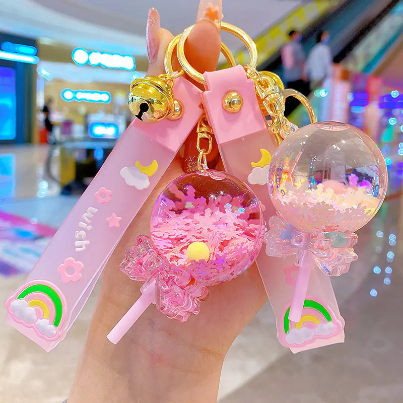 Oil Lollipop Rainbow Bean Keychain Couple Accessory