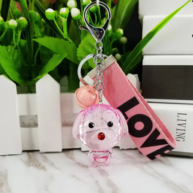 Teddy Dog Keychain, Cartoon Dog Acrylic Key Holder