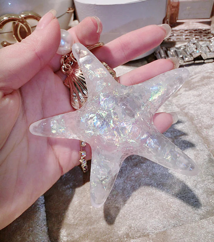 Korean Starfish Car Keychain with Tassel and Pearls