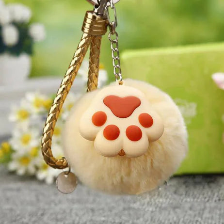 Cat Paw Plush Keychain and Keyring Loop